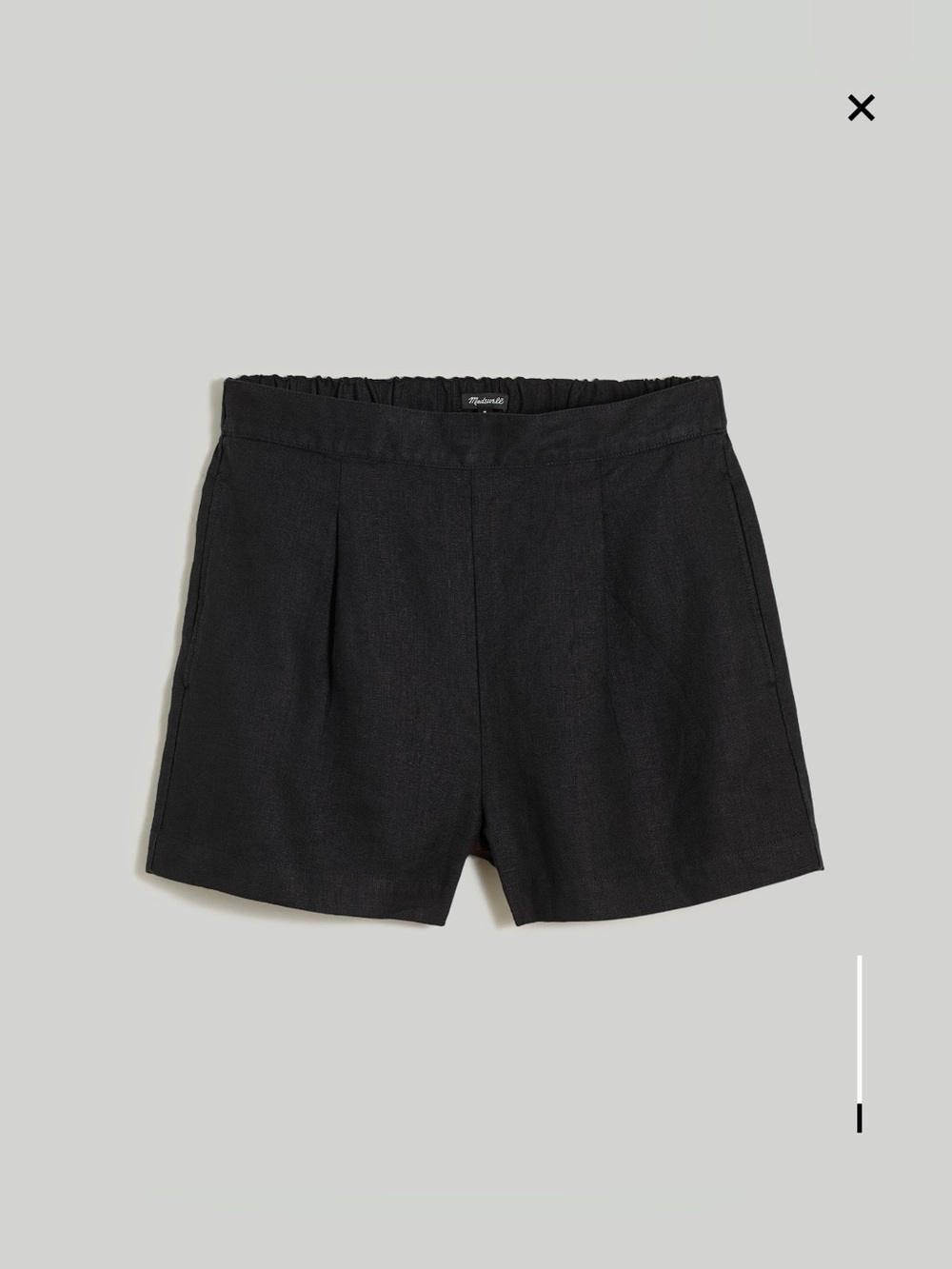 NWOT Madewell Clean Pull-On Shorts in 100% Linen, size small, black